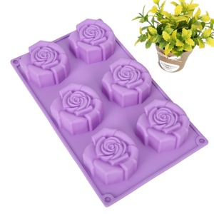 Factory 6 Holes Hot Quality Custom 3d Nonstick BPA Free Eco-Friendly Rose <b>Soap</b> <b>Moulds</b> Handmade Silicone <b>Soap</b> Cake Mold logo - Product Image 2