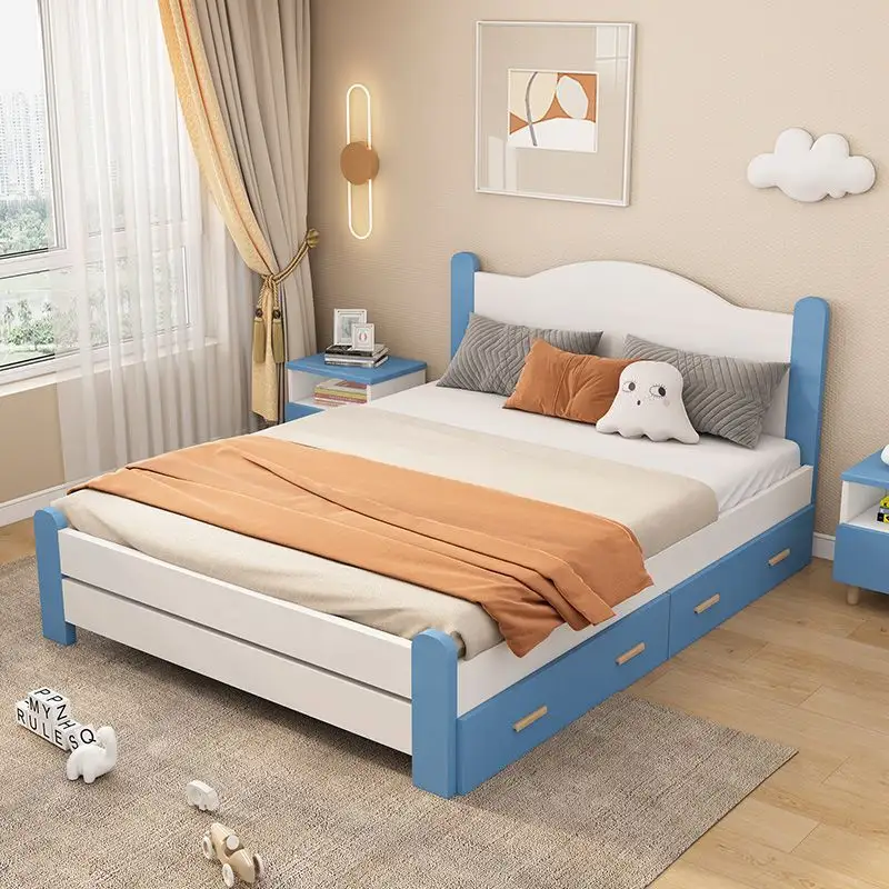 Modern design melamine MDF double wooden bed
