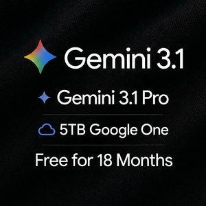Suscripción Oficial a Google Gemini 3.1 Pro por 18 Meses, 5 TB de <span class=keywords><strong>Almacenamiento</strong></span> de Google One, Uso Global, Vinculación a Cuenta de <span class=keywords><strong>Correo</strong></span> Personal - Product Image 1