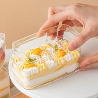 Boîtes carrées transparentes de haute qualité pour desserts, contenants carrés pour tiramisu, boîte à gâteau en plastique PET de qualité alimentaire, transparence