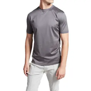 Luxuriously Soft Silk Feel Crewneck Short Sleeves Shirts Men Blank 100% Peruvian Mercerised Cotton T Shirt