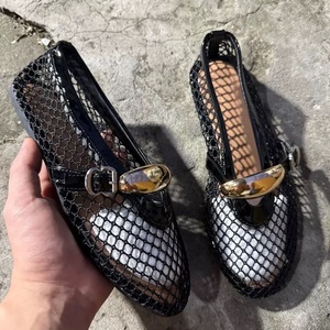 Nuove Scarpe Basse Estive 2026 con Punta Tonda e Rete a Maglie, Scarpe Singole alla Moda con Tacco Basso, Sensazione di Lusso - Product Image 1
