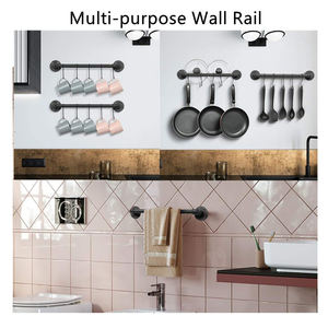 Colgador de pared para utensilios industriales, tubería de hierro, riel colgante de cocina con ganchos de 10 <span class=keywords><strong>S</strong></span>, estante de sartén montado en la pared - Product Image 5