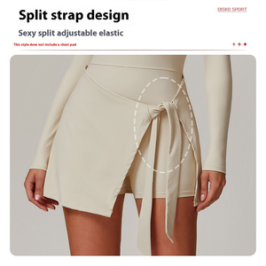 ชุดกีฬาคอกลมแขนยาวสำหรับผู้หญิงชุดเล่นเทนนิสด้านหลังทรงลึกเซ็กซี่ดีไซน์ปม - Product Image 3