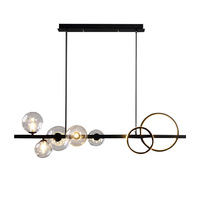 Lustre en verre sphérique multi-têtes doré classique moderne pour restaurant et bar, design élégant, éclairage suspendu LED pour café