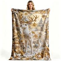 Couverture en flanelle polaire douce et chaude pour Noël, motif bonhomme de neige doré, idéale pour les fêtes d'hiver, impression personnalisée, vente en gros OEM ODM