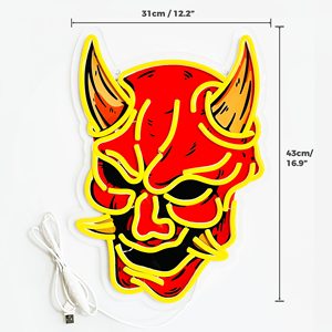 Letrero de Neón Flexible de Acrílico con Diseño de Máscara Hannya Japonesa, Luz LED Naranja <span class=keywords><strong>Demon</strong></span> DC 12V para Decoración de Pared en Hoteles, Bares y Salas de Juego - Product Image 2