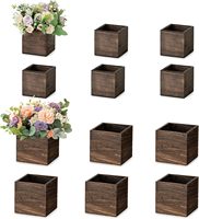 Pot Bunga Kayu Karbonisasi Buatan Tangan Kecil Nampan Pot Warna Sesuai Pesanan Gaya Sederhana Dapat Dicuci Merek HZHR Model HR-25112401