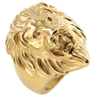 Offre Spéciale 316L acier inoxydable 18K or PVD couleur Europe amérique Canada mode hommes bague argent tête de lion à la mode hanche mariages