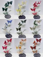 Support de boule sculptée en pierres précieuses naturelles en gros : Quartz rose, Améthyste, Quartz de feu, Obsidienne, Cristal papillon avec support pour la décoration