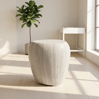 Ensemble de tables basses en fibre de verre durable, style galets de travertin, design organique moderne, avec table d'appoint basse assortie, pour salon, décoration Wabi Sabi