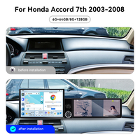 Écran double 13,1-12,3 pouces pour Honda Accord 7ème génération 2003-2008, autoradio Android Carplay, navigation GPS, système multimédia stéréo