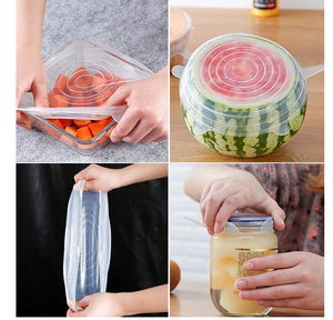 6pcs Rectangular shape silicone stretch <b>lids</b> Silicone food wrap bowl pot <b>lid</b> silicone cover <b>pan</b> cooking Kitchen Stoppers - Product Image 6