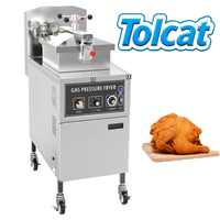 Freidora Comercial Tolcat de Acero Inoxidable, Máquina Vertical para Freír Pollo con Ruedas