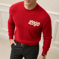Pull jacquard tricoté pour homme style Old Money avec logo personnalisé, col rond côtelé, idéal pour l'hiver