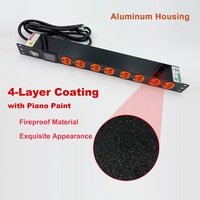 Nouvel aluminium argenté. Boîtier d'alimentation pour écran OLED, unité de distribution d'alimentation 19'' 1u, multiprise PDU, protection contre les surtensions, 8 prises Nema 5-20r