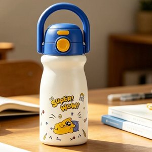Botella de Agua Infantil a Prueba de Fugas <span class=keywords><strong>con</strong></span> Pajita, Libre de BPA, Vaso de Acero Inoxidable <span class=keywords><strong>con</strong></span> Diseño de Dibujos Animados para Viajes al Aire Libre - Product Image 3