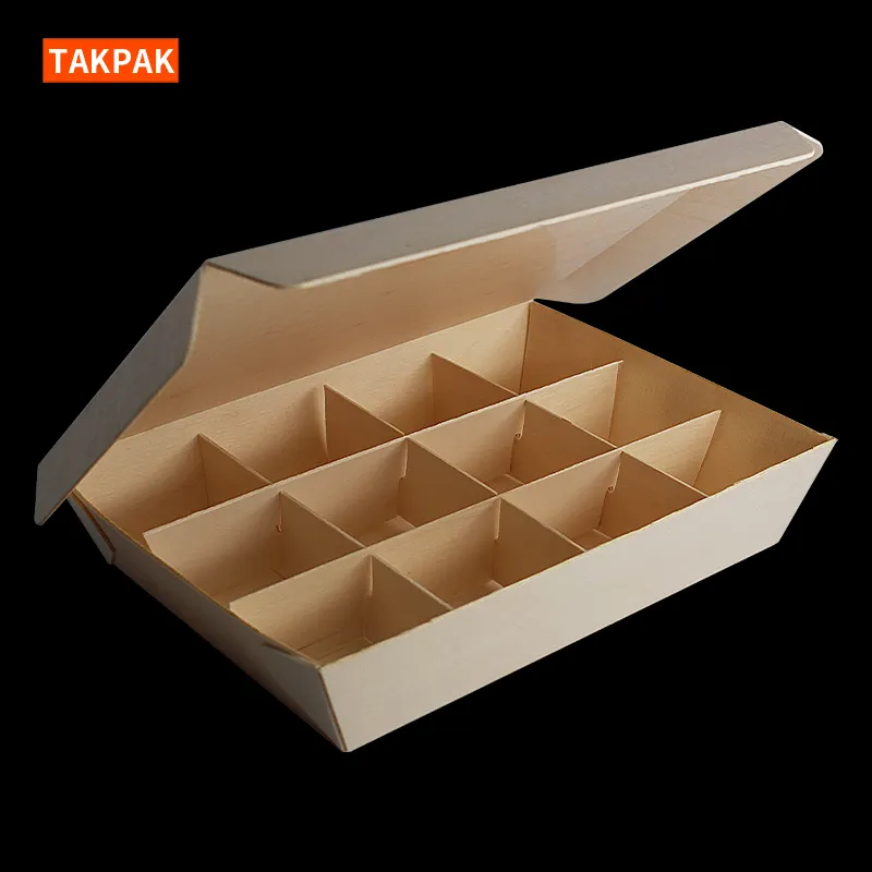 Caja de comida desechable para llevar comida, Bento de madera Biodegradable con solapa para aperitivos de Chocolate, caja de postre pequeña, gran oferta