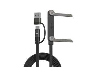 Cavo di Ricarica Rapida 240W <span class=keywords><strong>2</strong></span> in 1 USB-C con Supporto per Telefono, Pieghevole, Regolabile, Intrecciato, Conduttore in Rame Stagnato, Design Durevole - Product Image 5