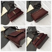 Sac à main vintage pour femme, carré, couleur unie, en daim et cuir, sac bandoulière pour le quotidien