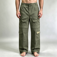 Pantalon cargo ample et épais pour homme, style streetwear, avec multiples poches, appliques et patchs, coupe droite, idéal pour le travail