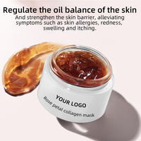 Masque Gel au Collagène de Pétales de Rose Naturels Hydratant et Apaisant à l'Essence de Rose et Vitamine C, Améliore les Rougeurs, la Sensibilité et la Pigmentation