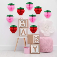 Décorations de fête en papier de soie motif fraise pour 1er anniversaire, baby shower, mariage, Pâques - Premier anniversaire et baby shower