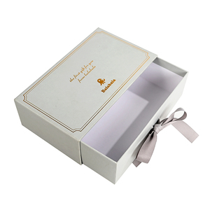 Box Wholesale Custom Logo Rigid Slide Out Drawer Gift Box Fancy White Sliding Paper Jewelry Packaging Box With Ribbon