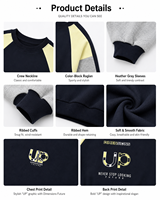 Sudadera de Bloques de Color para Niños 2026, Novedad, Estilo Urbano con Parches, Jersey Casual Hip Hop de Corte Holgado con Cuello Redondo, Moda Primavera Otoño