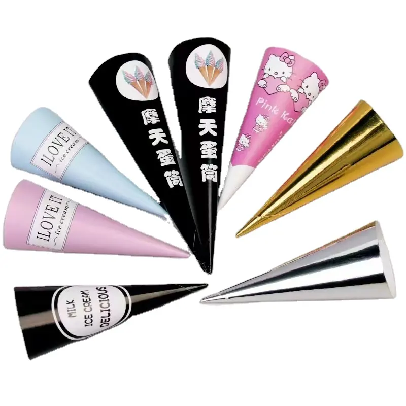 custom disposable colorful silver color ice cream paper cup speaker paper cone cups