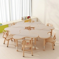 Table et chaise d'art en plastique pour enfants de maternelle, idéales pour les cours de formation, l'éducation précoce et l'apprentissage de l'écriture pour bébés (table trèfle)