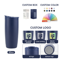 Gobelet isotherme en acier inoxydable à double paroi, sans BPA, anti-fuite, avec logo personnalisé, 12oz et 20oz, avec couvercle 2-en-1 paille et ouverture large