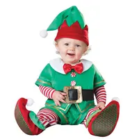 Fantasia de natal com papai noel, vestimenta para festa infantil de elfo e cervos, roupas com chapéu de 90-160cm