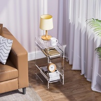 Table d'appoint moderne pliable en acrylique transparent, table de chevet étroite pour chambre à coucher, petite table d'appoint pour salon