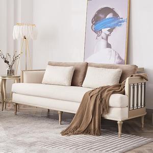 JINS Cadre en bois massif Style américain Tissu Cuir <span class=keywords><strong>Canapé</strong></span> deux <span class=keywords><strong>places</strong></span> Meubles de salon rembourrés pour Villa École Atelier - Product Image 2