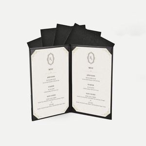 Protège-menus en cuir PU durables pour restaurant, à trois volets, avec 3 angles de vue, pour listes de vins et de menus, avec impression UV, pour bars et cadeaux (Tendance) - Product Image 1
