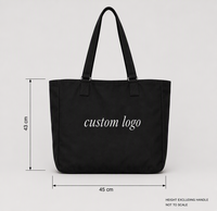 Sac fourre-tout en toile noire, taille moyenne/grande, sac de sport pour la remise en forme quotidienne, les entraînements sportifs, avec impression de logo personnalisé, larges bretelles, modes de vie actifs