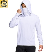 Camiseta de Pesca con Protección Solar UPF50+ para Hombre, Manga Larga, Secado Rápido, Transpirable, con Capucha y Máscara, Talla Grande para Adultos