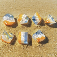 Ensemble de dés polyédriques gravés de luxe Waves D4-D20, 7 dés pour Dungeons and Dragons avec coins arrondis