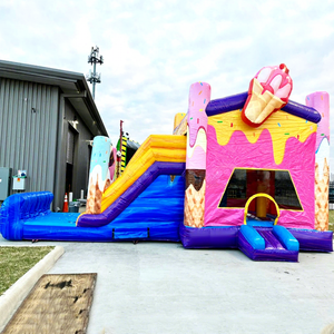 Castillo inflable húmedo o seco con tobogán, para fiestas infantiles al aire libre, castillo hinchable comercial. - Product Image 1