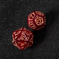 Ensemble de 7 dés polyédriques vintage rouges en acrylique orné de motifs tourbillonnants avec gravures dorées pour DND Pathfinder et soirées de jeux de société