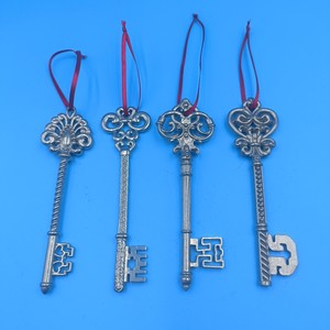Christmas Tree Ornament Key Silver Plated Hanging Decor 15cm DIY Decoration - Product Image 1