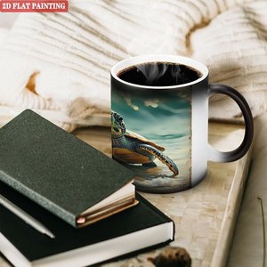 Frosted Black 11oz <b>Ceramic</b> <b>Mug</b> Heat Color Changing Sublimation Cup - Product Image 3