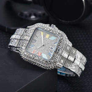 Relojes de Diamantes Moissanite para Hombre, Estilo Ejecutivo, Totalmente Adornados, Ligeramente Resistentes al Agua, de Cuarzo y Acero Inoxidable, Pasan la Prueba del Diamante - Product Image 4