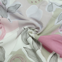 Tissu tissé 100 % viscose, imprimé abstrait botanique géométrique sur toute la surface, pour robe et jupe de mode féminine