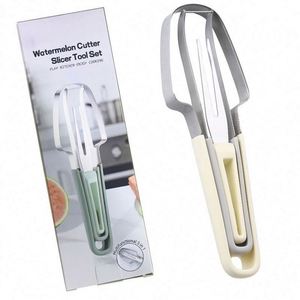 Stainless Steel Watermelon <b>Cutter</b> Slicer Tool with Non-slip Fork Fruit Kitchen Gadget with PP Material for Restaurant Bar KTV - Product Image 3