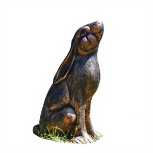 Statue de lièvre grandeur nature en métal, décoration de jardin extérieure, style simple, figurine de lapin en bronze, fournitures de jardin, articles de décoration de Pâques - Product Image 2