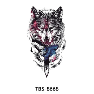 Tatuaje Temporal de Transferencia de Agua con Diseño de Lobo, Tigre y Rosa, Adhesivo Ecológico para Arte Corporal y Facial para Adultos - Product Image 3