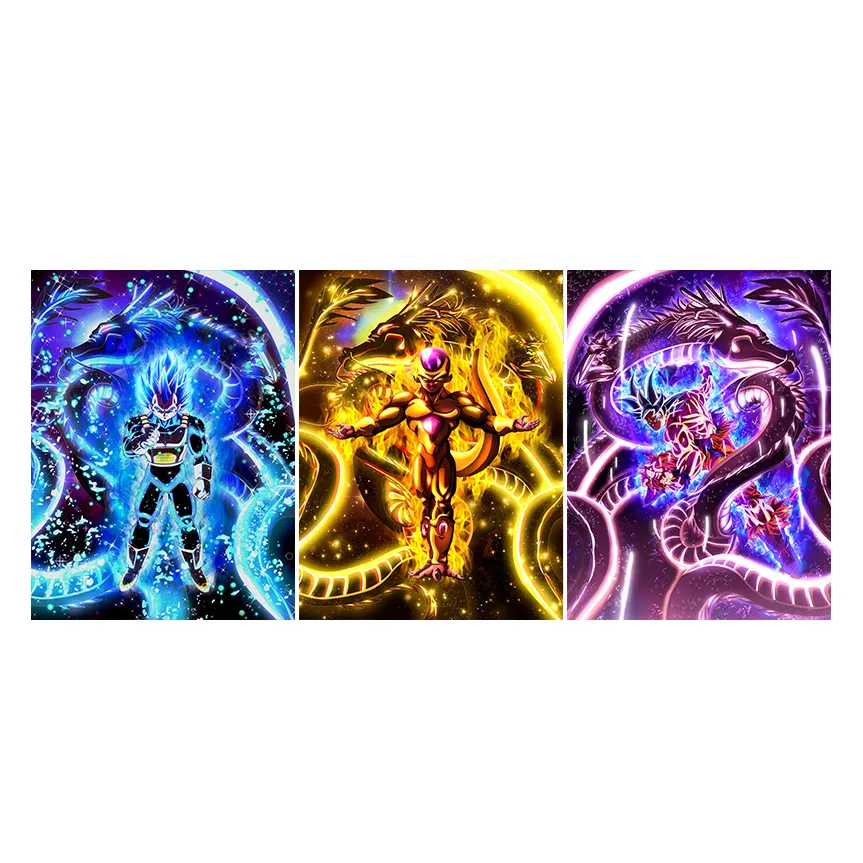 Newest Design Anime DB Lenticular Posters 3 Characters Changing Pictures Manga 3D Flip Poster Wall Art