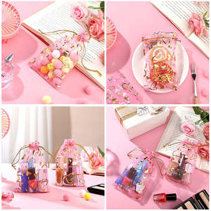 Sac en organza à cordon, pochettes à bijoux en organza, sacs cadeaux transparents à cordon - Product Image 5